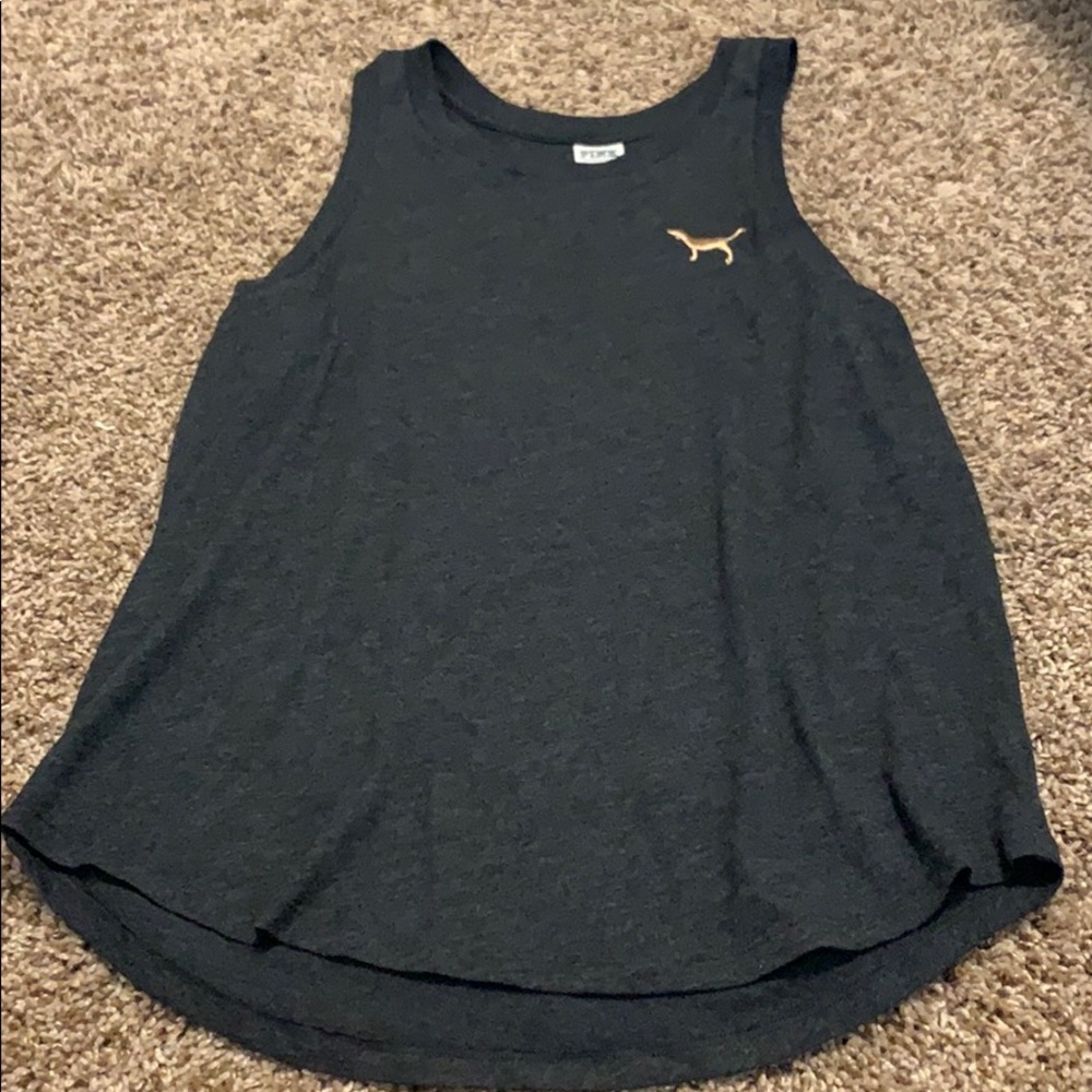 Dark grey VS Pink tank top with gold sequins